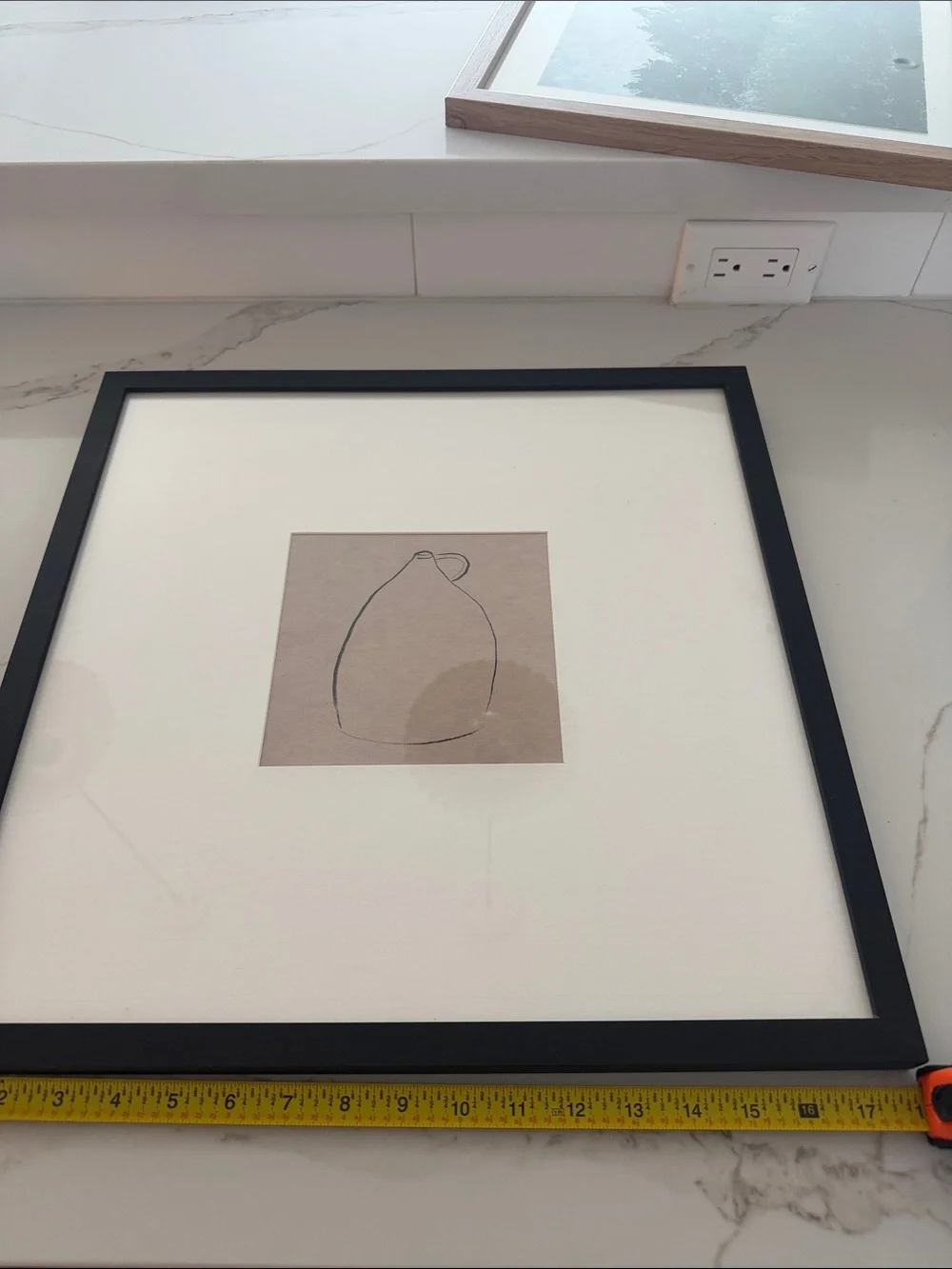 Minimalist Line Art Jug Framed Wall Art - Black Frame